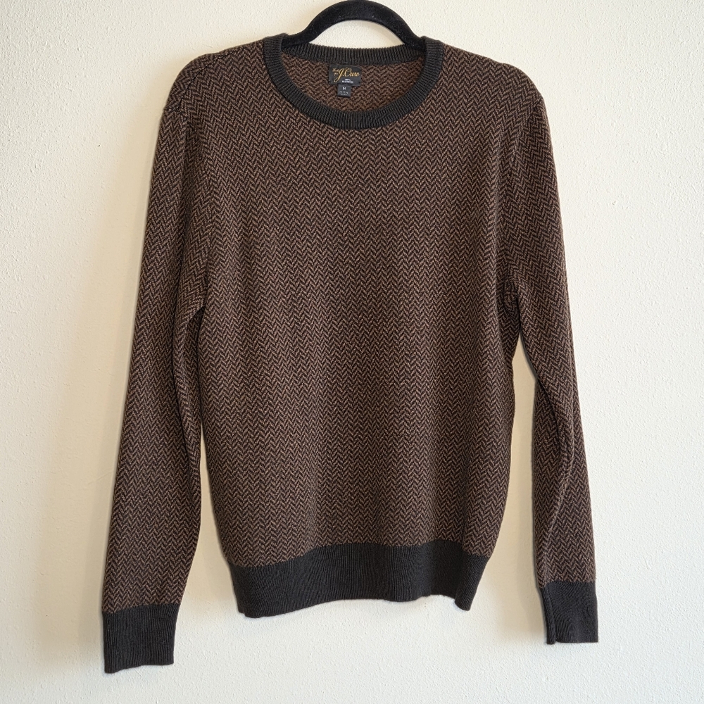 J. Crew Brown and Black Crewneck Sweater